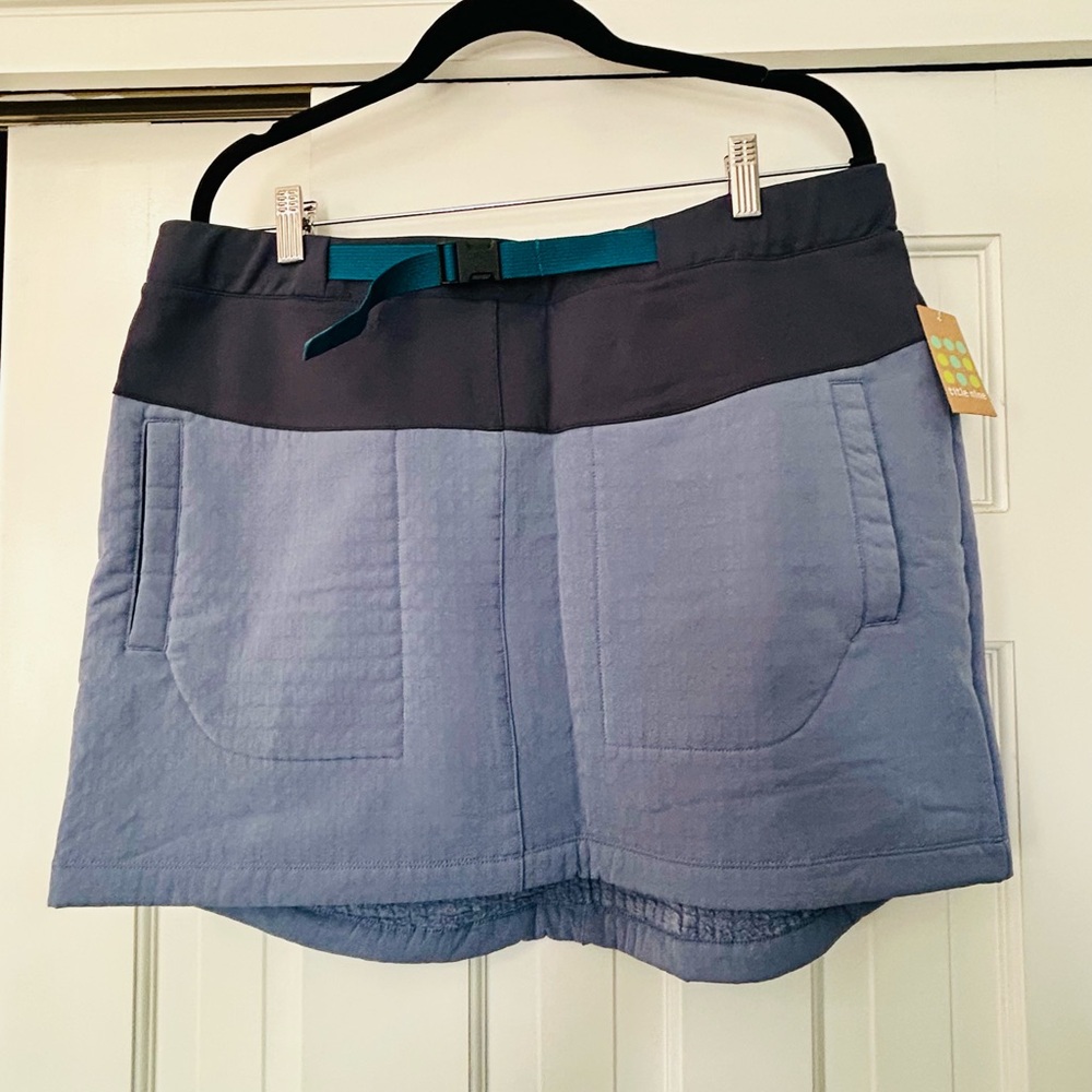 NWT Title Nine Grid Fleece Skirt BLUE
